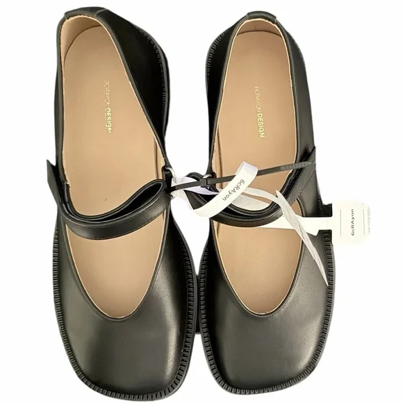 6cRAyon Leather Mary Janes EU 45 Black Minimalist Unisex Shoes 🖤 - Picture 10 of 11